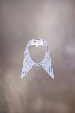Maison Margiela Stripe Cotton Poplin Collar Blue | USA_MM36151
