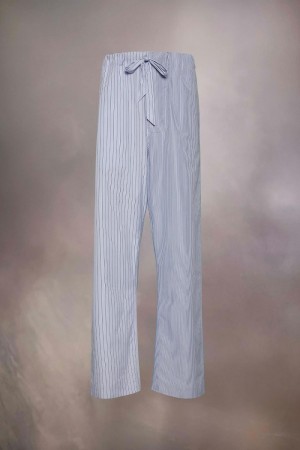 Maison Margiela Stripe Cotton Trousers Light Blue | USA_MM36573