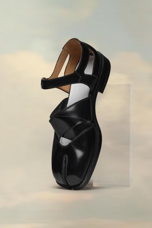 Maison Margiela Tabi Leather Sandals Black | USA_MM61965