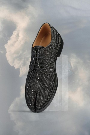 Maison Margiela Tabi Rhinestone Lace-up Black | USA_MM49833
