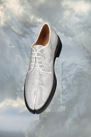 Maison Margiela Tabi Rhinestone Lace-up Silver | USA_MM95783