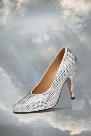 Maison Margiela Tabi Rhinestone Pump Silver | USA_MM69293