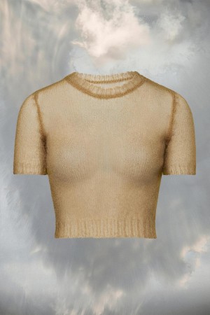 Maison Margiela Translucent Knit Top Gold | USA_MM70588