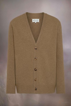 Maison Margiela Washed Lambswool Cardigan Brown | USA_MM79755