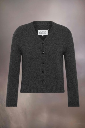 Maison Margiela Washed Lambswool Cardigan Dark Grey | USA_MM54755