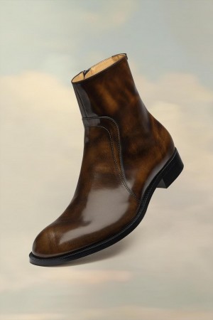 Maison Margiela Waxed Leather Boots Brown | USA_MM22800