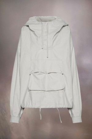 Maison Margiela Waxed Rubber Hooded Windbreaker Grey | USA_MM60842