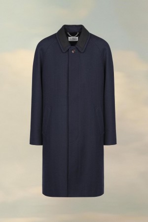 Maison Margiela Wool Viscose Coat Deep Blue | USA_MM72977