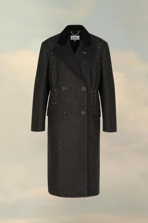 Maison Margiela Work-in-progress Double-breasted Coat Black | USA_MM48166
